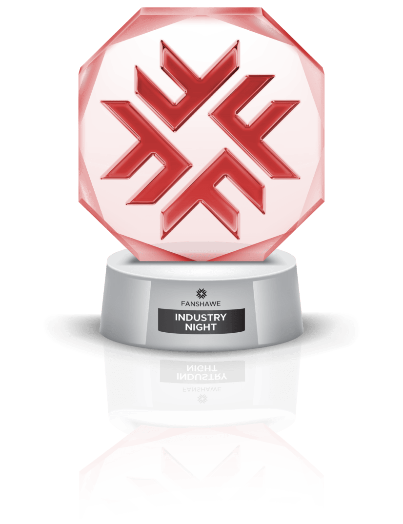 Fanshawe Logo Trophy on a stand